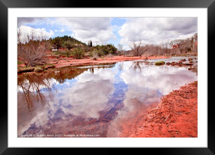 Oak Creek Downstream Reflection Sedona Arizona Framed Mounted Print by William Perry