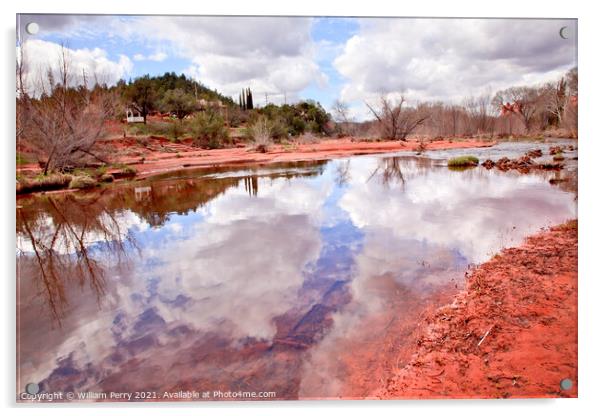 Oak Creek Downstream Reflection Sedona Arizona Acrylic by William Perry