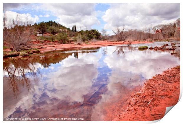 Oak Creek Downstream Reflection Sedona Arizona Print by William Perry