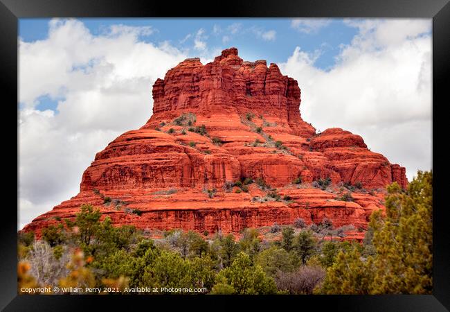 Bell Rock Butte Orange Red Rock Canyon Sedona Arizona Framed Print by William Perry