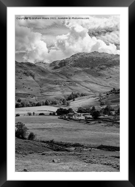 Langdale valley monochrome Framed Mounted Print by Graham Moore