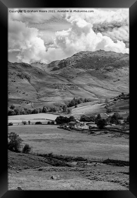 Langdale valley monochrome Framed Print by Graham Moore