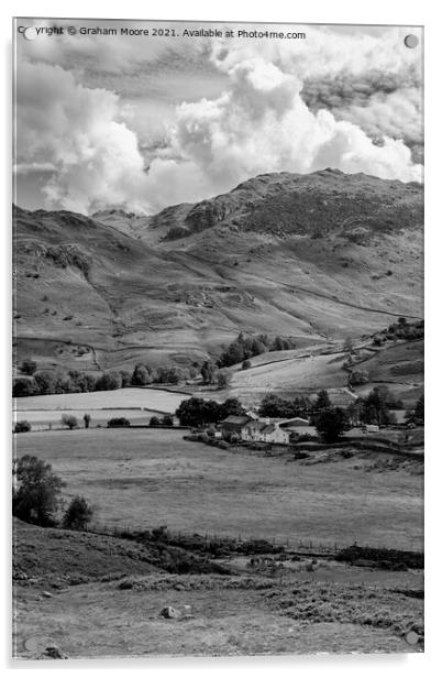 Langdale valley monochrome Acrylic by Graham Moore
