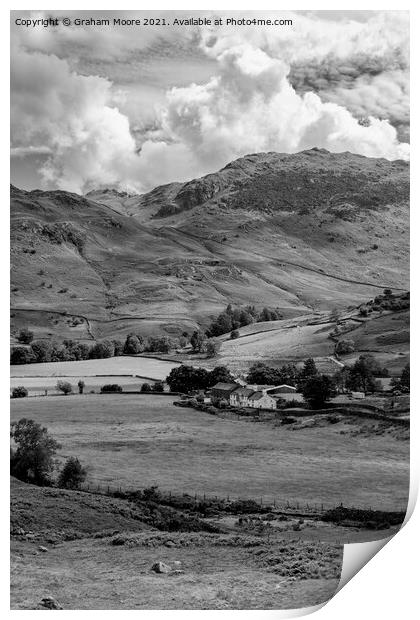 Langdale valley monochrome Print by Graham Moore