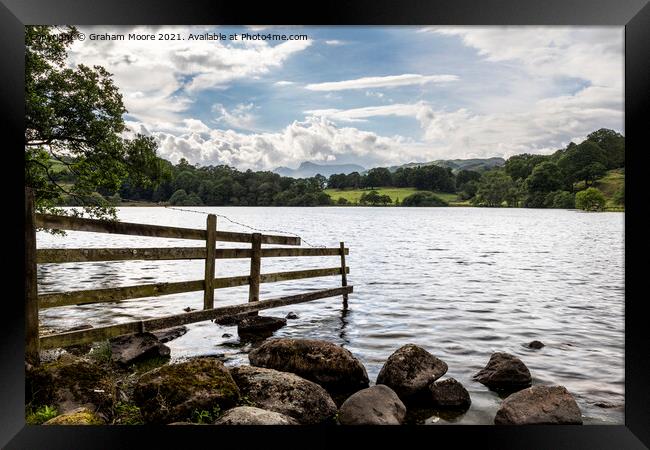 Old fence at Loughrigg Tarn Framed Print by Graham Moore