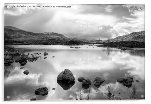 Lochan na h Achlaise monochrome Acrylic by Graham Moore