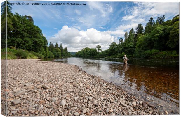Fly Fishing on the River Tay at Dunkeld Perthshire Scotland  Canvas Print by Iain Gordon