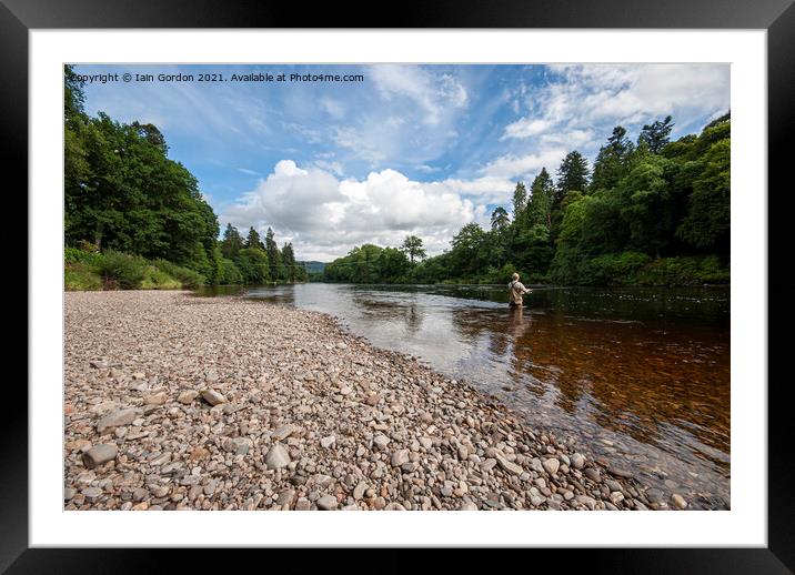 Fly Fishing on the River Tay at Dunkeld Perthshire Scotland  Framed Mounted Print by Iain Gordon
