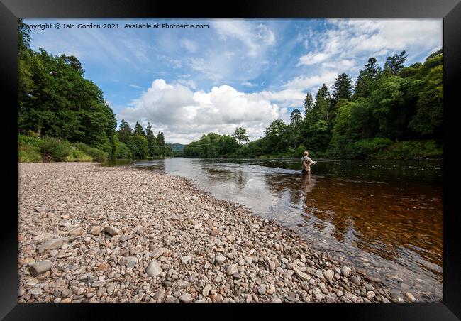 Fly Fishing on the River Tay at Dunkeld Perthshire Scotland  Framed Print by Iain Gordon