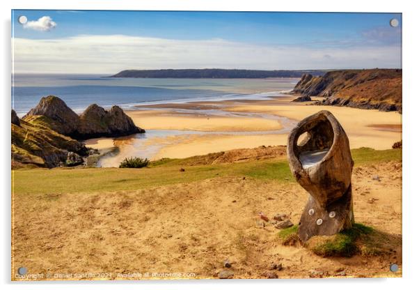 Three Cliffs Bay, Gower Acrylic by Dan Santillo