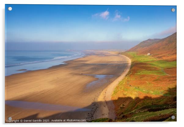 Rhossili Bay, Gower Acrylic by Dan Santillo