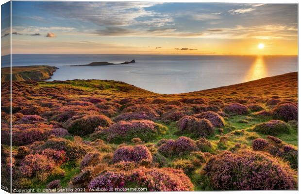 Sunset over Rhossili Bay Canvas Print by Dan Santillo