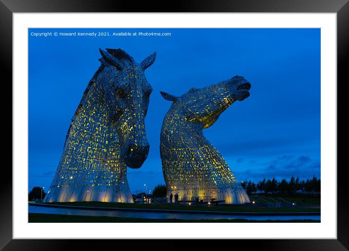 The Kelpies at The Helix, Scotland Framed Mounted Print by Howard Kennedy