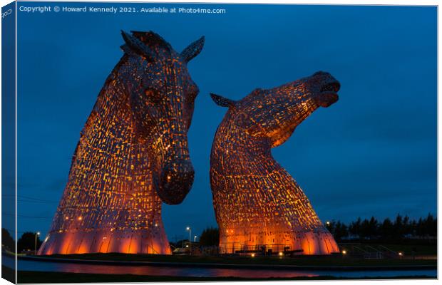 The Kelpies at The Helix, Scotland Canvas Print by Howard Kennedy