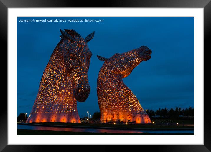 The Kelpies at The Helix, Scotland Framed Mounted Print by Howard Kennedy