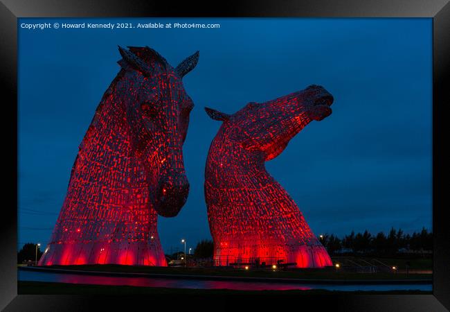 The Kelpies at The Helix, Scotland Framed Print by Howard Kennedy