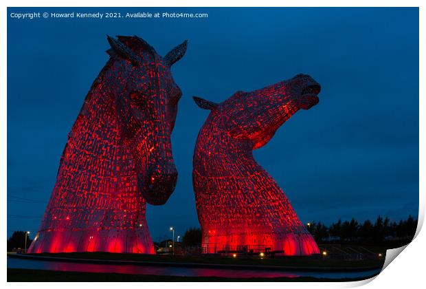 The Kelpies at The Helix, Scotland Print by Howard Kennedy