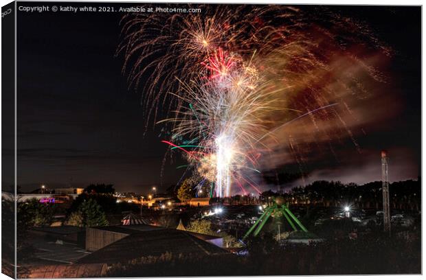 Helston Cornwall Fireworks Canvas Print by kathy white