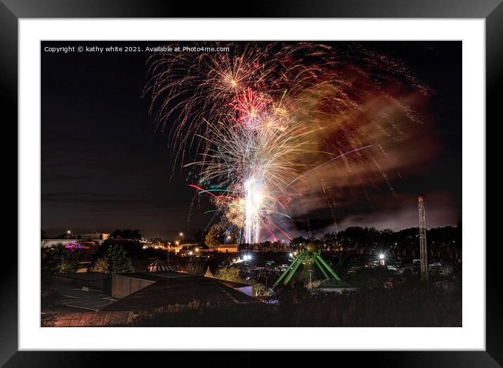 Helston Cornwall Fireworks Framed Mounted Print by kathy white