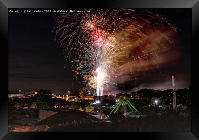 Helston Cornwall Fireworks Framed Print by kathy white