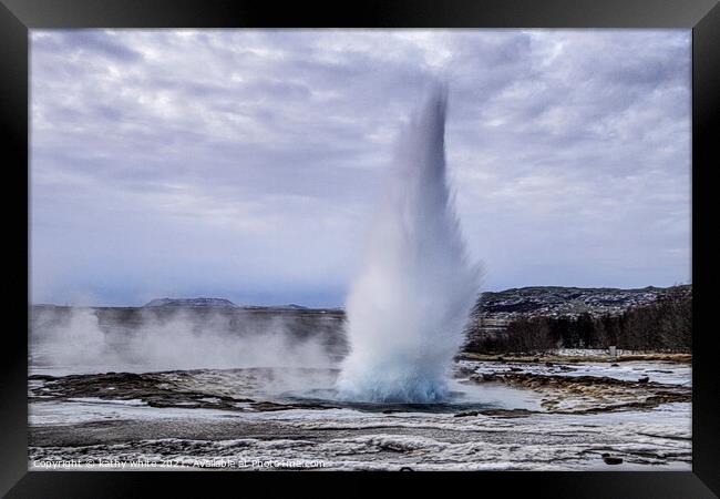 Explosive Eruption of Icelandic Geyser Framed Print by kathy white