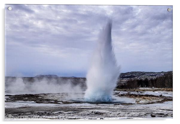 Explosive Eruption of Icelandic Geyser Acrylic by kathy white
