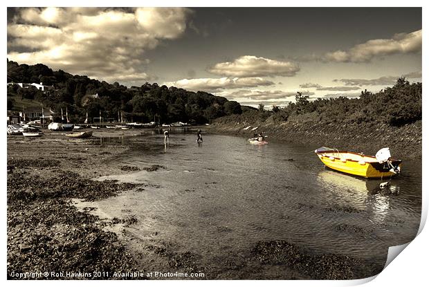Golant Harbour Print by Rob Hawkins