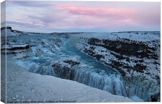 Gullfoss Goðafos, waterfall Iceland Canvas Print by kathy white