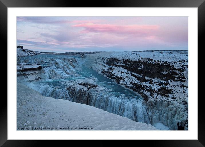 Gullfoss Goðafos, waterfall Iceland Framed Mounted Print by kathy white