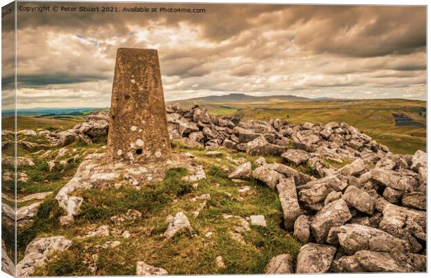 Ingleborough from Smearsett Scar above Stainforth  Canvas Print by Peter Stuart