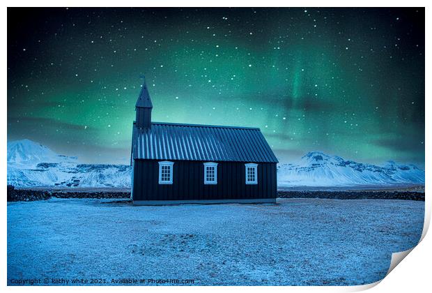 ,Black church Iceland,the Búðakirkja. . Print by kathy white