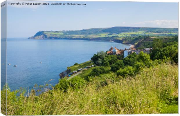 Robin Hoods Bay on the Cleveland Way Canvas Print by Peter Stuart