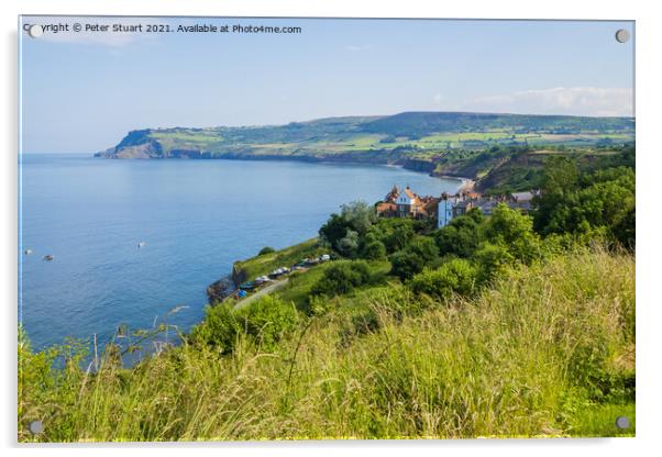 Robin Hoods Bay on the Cleveland Way Acrylic by Peter Stuart