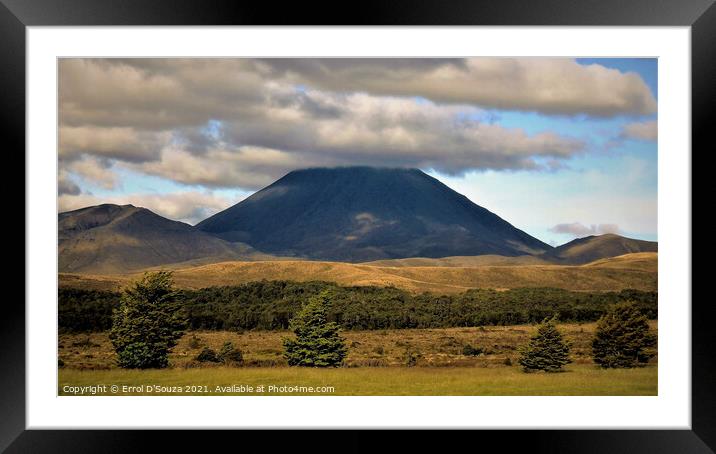 Thick clouds over Mt. Ngauruhoe Framed Mounted Print by Errol D'Souza