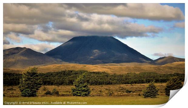 Thick clouds over Mt. Ngauruhoe Print by Errol D'Souza