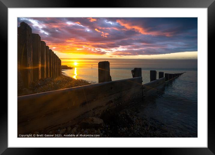 Hill Head Beach Sunrise Framed Mounted Print by Brett Gasser