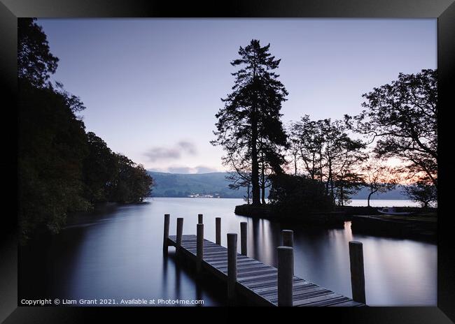 Jetty at Low Wray on Lake Windermere. Cumbria, UK. Framed Print by Liam Grant
