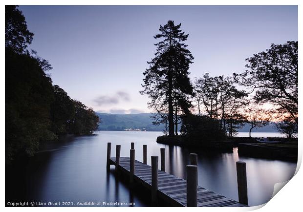Jetty at Low Wray on Lake Windermere. Cumbria, UK. Print by Liam Grant