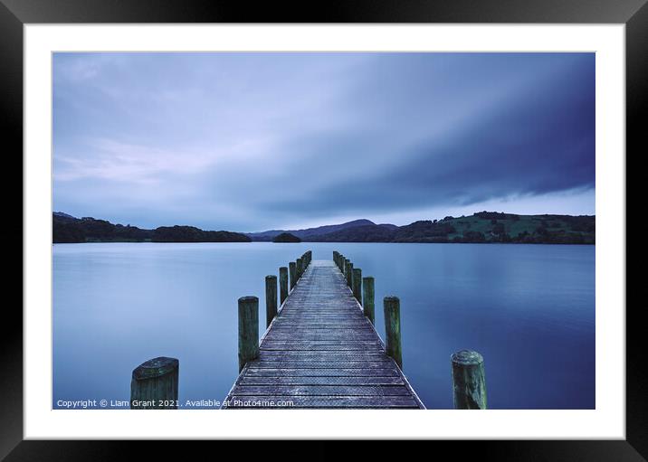 Jetty at dawn. Coniston Water, Cumbria, UK. Framed Mounted Print by Liam Grant