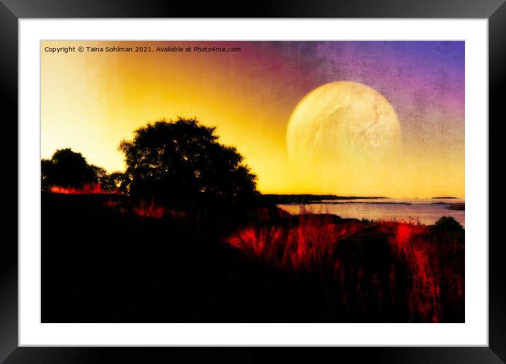 Fantasy Landscape with Planet Digital Art Framed Mounted Print by Taina Sohlman