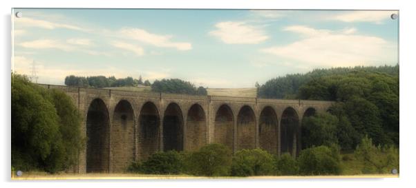 Hewenden Viaduct Pastel Pano Acrylic by Glen Allen