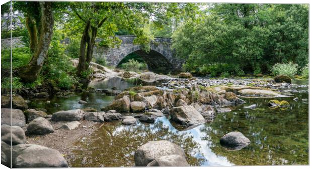 Skelwith Bridge Reflections, The Lake District Canvas Print by Jo Sowden