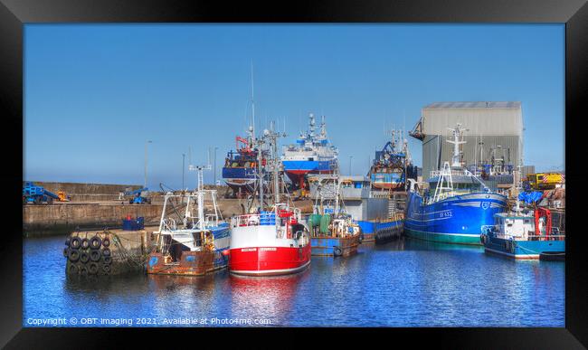 Macduff Harbour And Boat Builders Yard Banffshire Scotland  Framed Print by OBT imaging