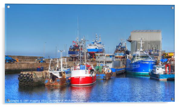 Macduff Harbour And Boat Builders Yard Banffshire Scotland  Acrylic by OBT imaging