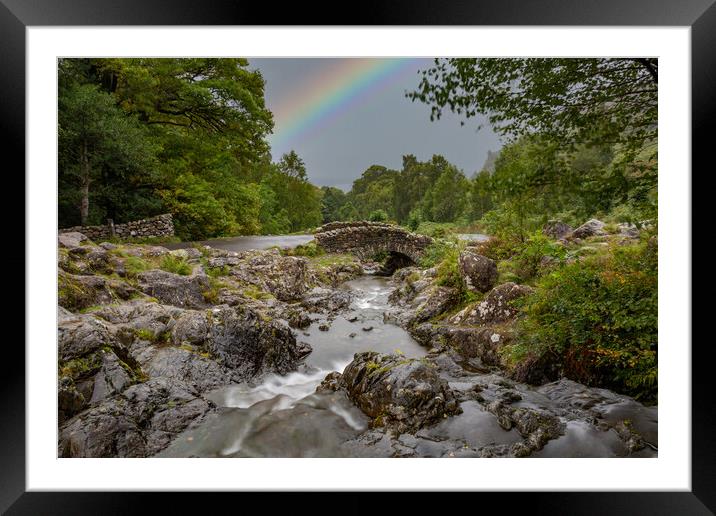 Rainbow at Ashness Bridge Framed Mounted Print by Roger Green