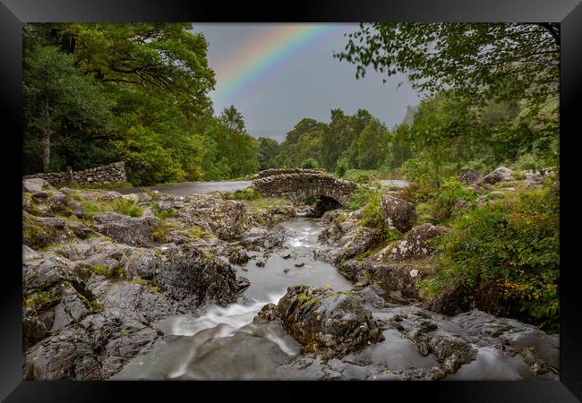 Rainbow at Ashness Bridge Framed Print by Roger Green