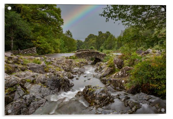 Rainbow at Ashness Bridge Acrylic by Roger Green