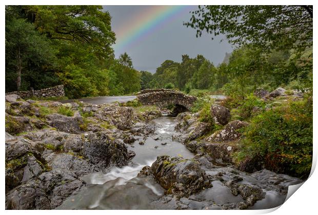 Rainbow at Ashness Bridge Print by Roger Green