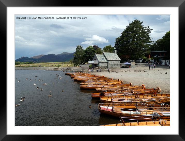 Derwentwater landing stage .  Framed Mounted Print by Lilian Marshall