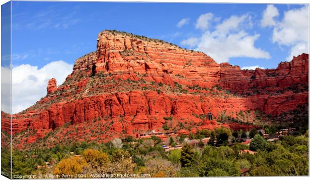 Red Rock Canyon Chapel of the Holy Cross Sedona Arizona Canvas Print by William Perry